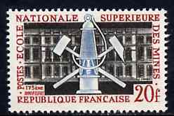 France 1959 175th Anniversary of School of Mines unmounted mint, SG 1417*, stamps on mining 