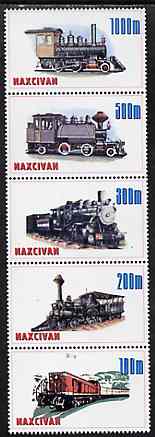 Maxcivan 1998 Locomotives complete perf set of 5 unmounted mint, stamps on railways