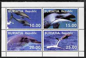 Buriatia Republic 1998 Whales perf sheetlet containing complete set of 4 unmounted mint, stamps on whales