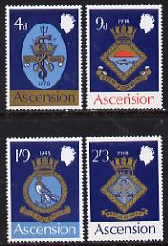 Ascension 1969 Royal Naval Crests - 1st series perf set of 4 unmounted mint, SG 121-4, stamps on ships