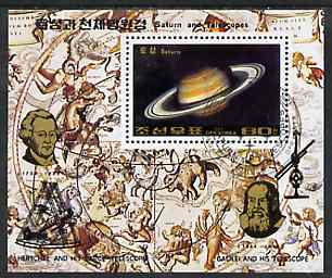 North Korea 1989 Astronomy m/sheet (Saturn) cto used, SG MS N2885, stamps on space    astronomy    planets    telescope