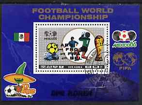 North Korea 1986 Mexico World Football Championships m/sheet opt'd with Winners, very fine cto used, SG MS N2628, stamps on football, stamps on sport