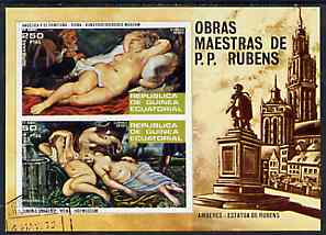 Equatorial Guinea 1973 Nude Paintings by Rubens imperf m/sheet very fine cto used, Mi BL 79, stamps on arts, stamps on nudes, stamps on rubens, stamps on renaissance