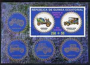 Equatorial Guinea 1976 Veteran Cars imperf m/sheet (Ceirano & Horch) very fine cto used, Mi BL 229, stamps on , stamps on  stamps on cars     rover    dodge    buick