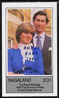 Nagaland 1982 Royal Baby opt on Royal Wedding 2ch imperf deluxe Sheet (Charles & Diana) unmounted mint, stamps on royalty, stamps on diana, stamps on charles, stamps on , stamps on william