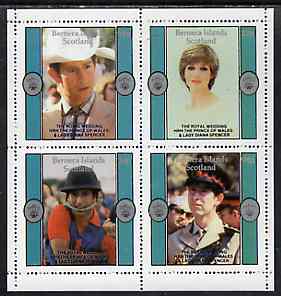 Bernera 1981 Royal Wedding perf sheetlet containing set of 4 unmounted mint, stamps on royalty, stamps on diana, stamps on charles, stamps on 