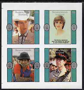 Bernera 1981 Royal Wedding imperf sheetlet containing set of 4 unmounted mint, stamps on royalty, stamps on diana, stamps on charles, stamps on 