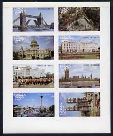 Oman 1977 Silver Jubilee imperf set of 8 values (London Scenes) unmounted mint, stamps on royalty     silver jubilee     london    buses