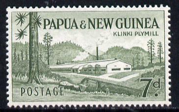 Papua New Guinea 1958 def 7d Plymill unmounted mint SG 20, stamps on industry  trees