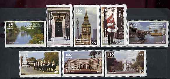 Iso - Sweden 1977 Silver Jubilee perf set of 8 values (London Scenes) unmounted mint, stamps on royalty, stamps on silver jubilee, stamps on london, stamps on buses, stamps on police, stamps on fountains, stamps on  iso , stamps on 