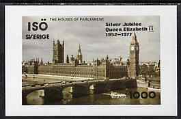 Iso - Sweden 1977 Silver Jubilee imperf souvenir Sheet (Houses of Parliament) unmounted mint, stamps on royalty     silver jubilee     london, stamps on  iso , stamps on 