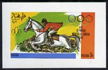 Dhufar 1976 Montreal Olympics Games imperf souvenir sheet (Show Jumping) unmounted mint, stamps on sport, stamps on olympics, stamps on show jumping, stamps on horses