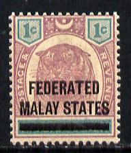 Malaya - Federated Malay States 1901 FMS opt on Negri Tiger 1c unmounted mint,SG 1*, stamps on animals, stamps on cats, stamps on tigers, stamps on qv, stamps on  qv , stamps on 