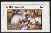 Staffa 1982 Domestic Animals (Rabbits) imperf  deluxe sheet (Â£2 value) unmounted mint, stamps on animals     rabbits