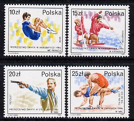 Poland 1987 World Successes set of 4 (SG 3131-34) unmounted mint, stamps on shooting       high jump       canoe     wrestling