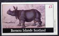 Bernera 1982 Indian Rhino imperf souvenir sheet (Â£1 value) unmounted mint, stamps on animals, stamps on rhinos