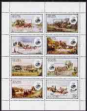 Staffa 1980 London 1980 red opt on Rowland Hill (Mail Coaches) perf  set of 8 values (1p to 40p) unmounted mint, stamps on postal    rowland hill, stamps on stamp exhibitions      mail coaches