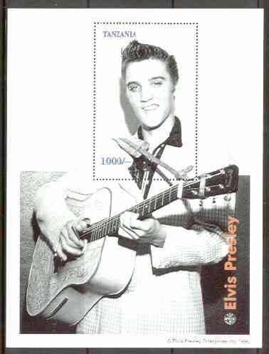 Tanzania 1996 Elvis Presley perf m/sheet unmounted mint (1000s value), stamps on films, stamps on entertainments, stamps on elvis, stamps on music, stamps on guitar    