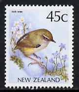 New Zealand 1988-95 Rock Wren 45c from Native Birds def set unmounted mint, SG 1463b*, stamps on birds, stamps on wren