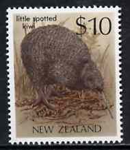 New Zealand 1982-89 Spotted Kiwi $10 from Native Birds def set unmounted mint, SG 1297, stamps on birds, stamps on kiwi