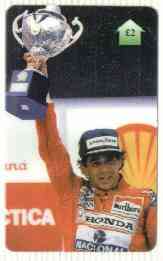 Telephone Card - Ayrton Senna #01 - £2 'phone card (Limited edition), stamps on cars    racing cars     personalities     tobacco