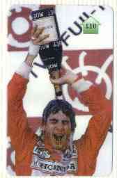 Telephone Card - Ayrton Senna #03 - £10 phone card (Limited edition), stamps on cars    racing cars     personalities     alcohol