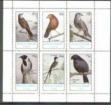 Bernera 1982 Birds #16 (Names in French #01) perf  set of 6 values (15p & 75p) unmounted mint, stamps on birds