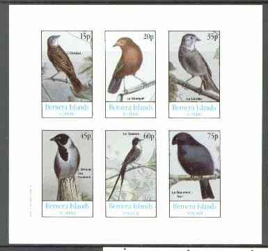Bernera 1982 Birds #16 (Names in French #01) imperf  set of 6 values (15p & 75p) unmounted mint , stamps on birds