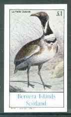 Bernera 1982 Birds #16 (La Petite Outarde) imperf  souvenir sheet (Â£1 value) unmounted mint, stamps on birds