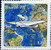 Brazil 1978 Anniversary of South Atlantic Flight by del Prete & Ferrarin unmounted mint, SG 1717*, stamps on aviation, stamps on savoia