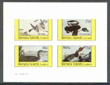 Bernera 1982 Ducks (Old Sqaw, Loon, etc) imperf sheetlet containing set of 4 unmounted mint, stamps on birds     ducks