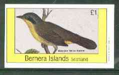 Bernera 1982 Maryland Yellow Warbler imperf souvenir sheet (Â£1 value) unmounted mint, stamps on birds