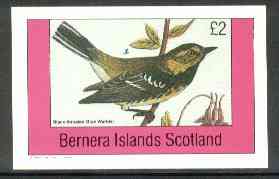 Bernera 1982 Blue Warbler imperf deluxe sheet (Â£2 value) unmounted mint, stamps on birds   