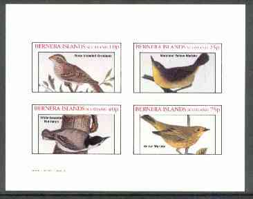 Bernera 1982 Birds #27 (Grosbeak, Warblers, etc) imperf  set of 4 values (10p to 75p) unmounted mint , stamps on birds   