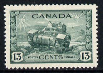 Canada 1942-48 KG6 War Effort 13c Tank unmounted mint SG 384, stamps on militaria, stamps on  kg6 , stamps on  ww2 , stamps on tanks