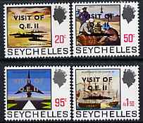 Seychelles 1975 Visit of RMS QE2 set of 4 unmounted mint, SG 334-37, stamps on , stamps on  stamps on royalty, stamps on  stamps on qe2, stamps on  stamps on royal visit, stamps on  stamps on ships, stamps on  stamps on pirates, stamps on  stamps on scots, stamps on  stamps on scotland