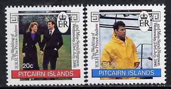 Pitcairn Islands 1986 Royal Wedding set of 2 unmounted mint, SG 290-91, stamps on royalty       andrew & fergie