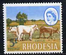 Rhodesia 1966-69 Cattle 5s (Litho printing) from def set unmounted mint, SG 405, stamps on bovine
