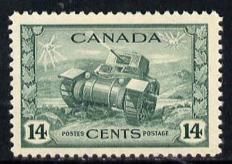 Canada 1942-48 KG6 War Effort 14c Tank unmounted mint SG 385, stamps on militaria, stamps on  kg6 , stamps on  ww2 , stamps on tanks