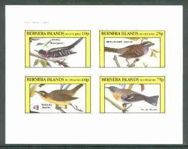 Bernera 1982 Birds #28 (Woodpecker, Sparrow & Warblers) imperf  set of 4 values (10p to 75p) unmounted mint , stamps on birds   