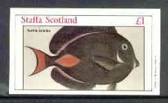 Staffa 1982 Fish #10 (Teuthis achilles) imperf souvenir sheet (Â£1 value)  unmounted mint, stamps on , stamps on  stamps on fish   