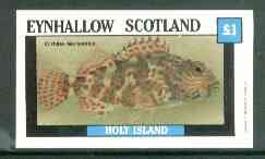 Eynhallow 1982 Fish #07 (Cirrhites marmoratus) imperf souvenir sheet (Â£1 value) unmounted mint , stamps on fish