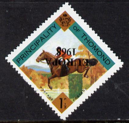 Thomond 1968 Show jumping 1.5d (Diamond-shaped) with Europa 1968 overprint inverted unmounted mint, stamps on europa  horses   sport       show-jumping