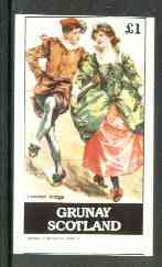 Grunay 1982 Children's Stories #02 (London Bridge) imperf souvenir sheet (Â£1 value) unmounted mint, stamps on literature, stamps on dancing, stamps on bridges