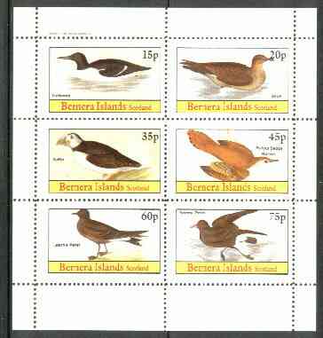Bernera 1982 Birds #31 (Guillemot Skua, Puffin, etc) perf  set of 6 values (15p & 75p) unmounted mint, stamps on birds   