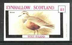 Eynhallow 1982 Birds #21 (Dotterel) imperf souvenir sheet (Â£1 value) unmounted mint, stamps on birds    dotterel