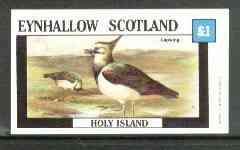 Eynhallow 1982 Birds #22 (Lapwing) imperf souvenir sheet (Â£1 value) unmounted mint, stamps on birds      lapwing