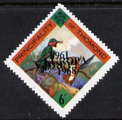 Thomond 1968 Hummingbirds 6d (Diamond-shaped) with 'Europa 1968' overprint doubled, one inverted, unmounted mint, stamps on birds, stamps on europa, stamps on hummingbirds, stamps on hummingbirds