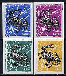 Match Box Labels - Crab from Portuguese Wildlife set with 4 diff background colours, fine unused condition (4 labels), stamps on crabs   marine-life