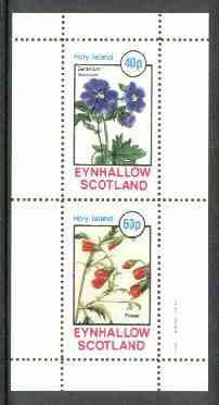 Eynhallow 1982 Flowers #18 (Geranium & Flower) perf set of 2 values unmounted mint, stamps on flowers